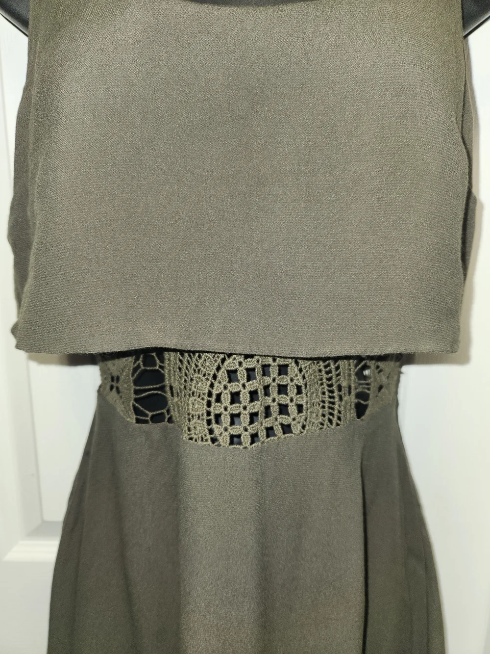 🍉Olive Crochet-Waist Fit & Flare Dress - Picture 2 of 8